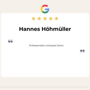 5 Sterne Bewertung von Hannes Höhmüller: Professioneller schluessel Dienst